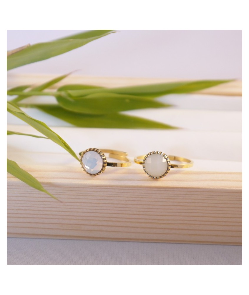 Bague Réglable Femme – Cristal Transparent Et Strass – Acier élégant